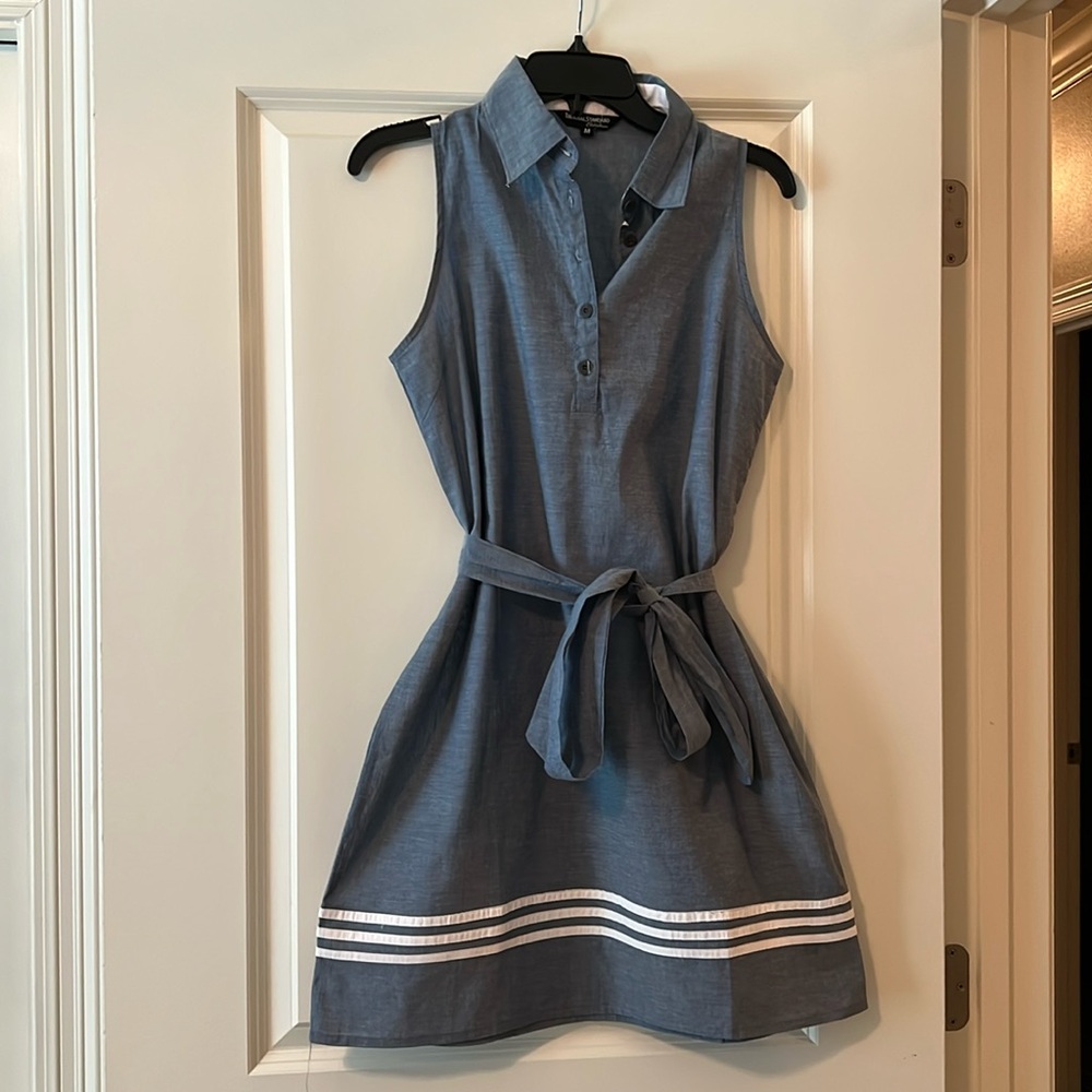 NWT Belted The Royal Standard Chambray Collared A line dress Size M w white trim